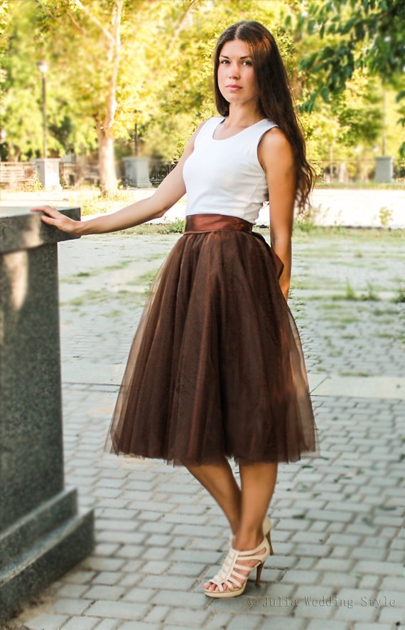 Falda de tul falda de marrón falda de tutú - Etsy México