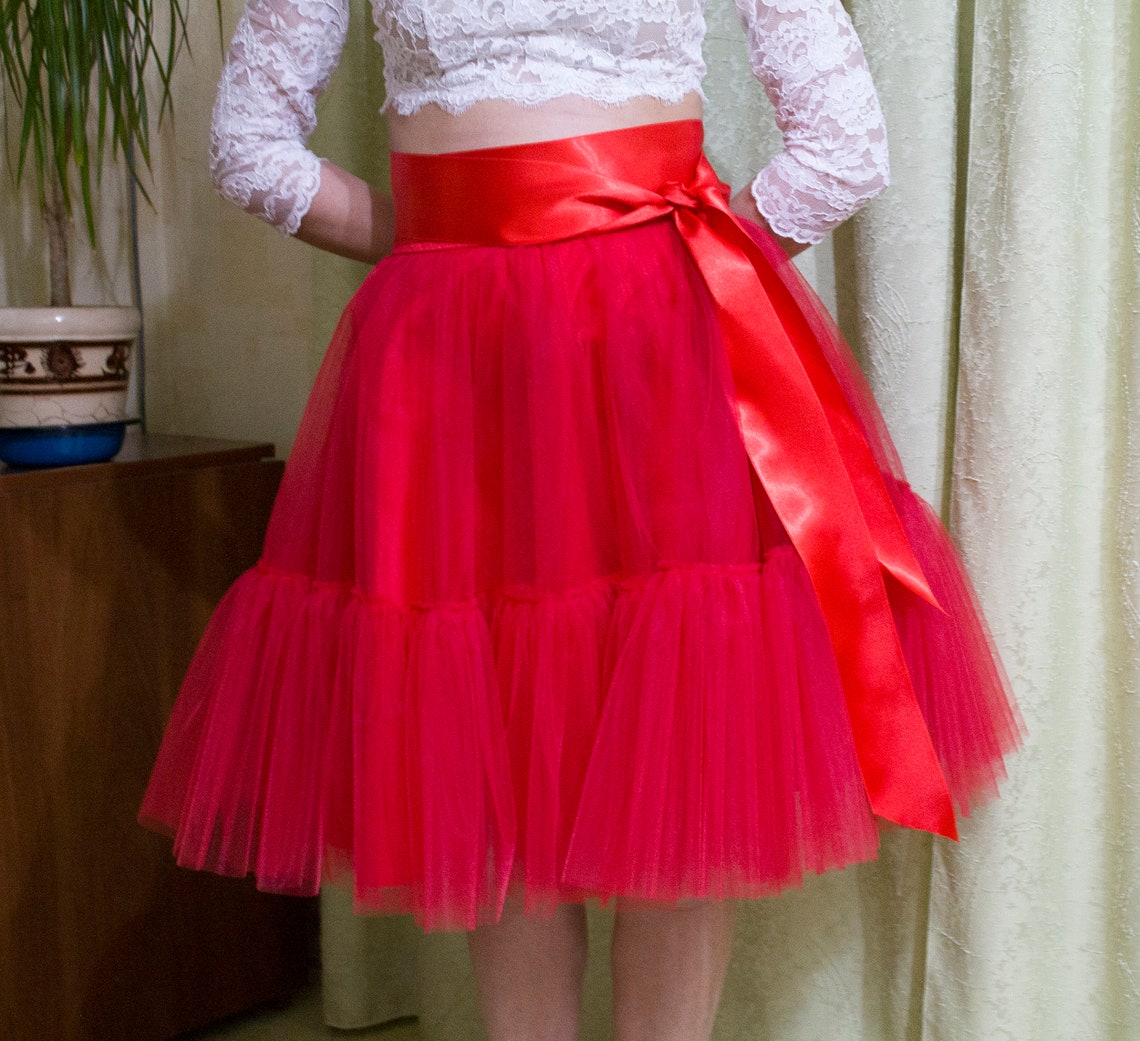 Red Tulle Skirt Short Tutu Skirt Adult Tutus Bachelorette Etsy