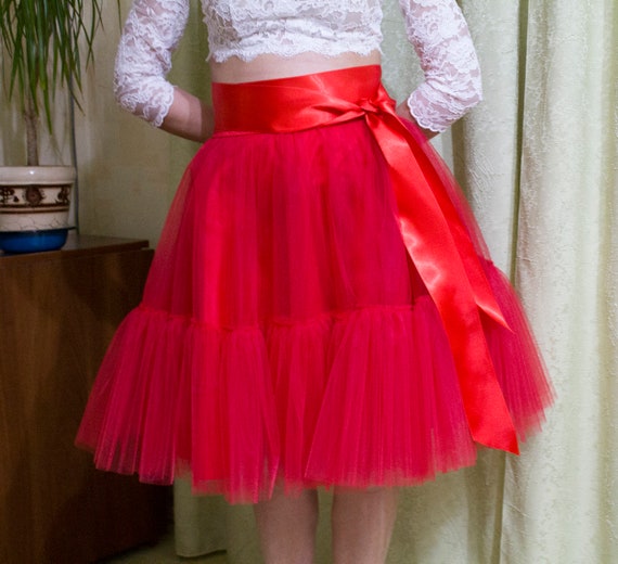 Red Tulle Tutu Skirt: Adult Bridesmaid Bachelorette Party