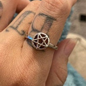 Silver Pentagram Ring | Sterling Silver Pentacle Ring | Wiccan Witch  Ring | Star Ring