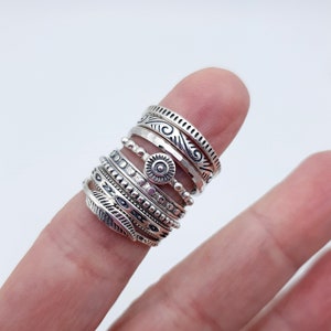 Sterling Silver Stacking Rings | Womens Silver Ring Set | Stackable ...