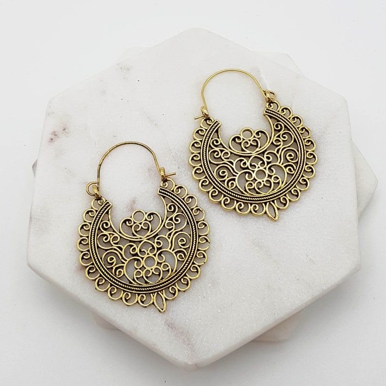 Gold Ethnic earrings Brass Gypsy Earrings Boho Earrings Silver Ethnic Earrings Tribal Earrings Bohemian Earrings