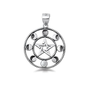 Celtic Pentagram, Moon Phases Pendant | Celtic Star Pendant | Moon Phases Necklace