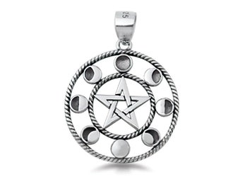 Celtic Pentagram, Moon Phases Pendant | Celtic Star Pendant | Moon Phases Necklace