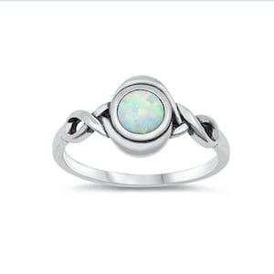 Opal Infinity Ring | Womens Sterling Silver Opal Ring | Opal Promise Ring  | Silver Infinity Ring
