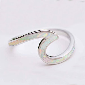 Silver Opal Wave Ring |  Unique Opal Ring | Ocean Ring | Surfer Ring |