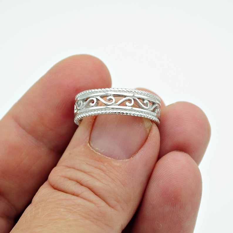925 Sterling Silver unique Band Ring Silver Band Swirl Ring Women/'s Silver Ring Boho Ring,