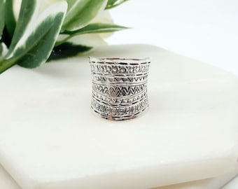 Bague Zig Zag à dos ouvert | Bague wrap en argent sterling | Bague bohème | Bague tendance