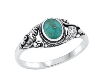 Sterling Silver Turquoise Feather Ring |  Women's Ring | Sterling Silver Ring