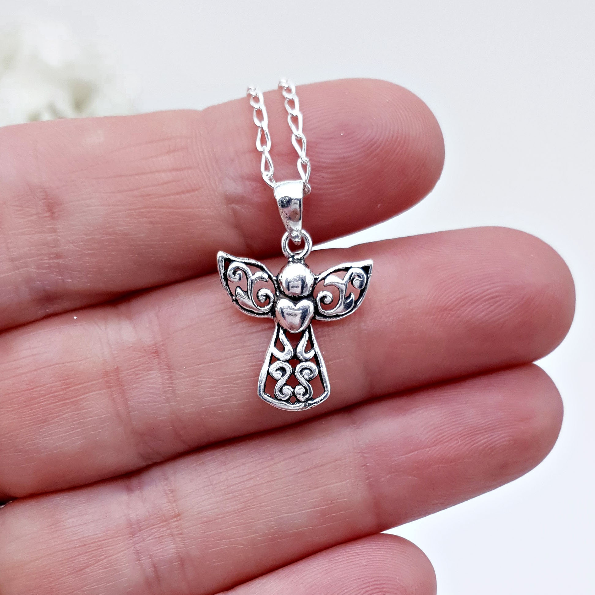 Sterling Silver Angel Pendant Christmas Angel Jewellery Etsy