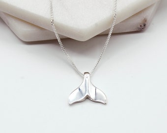 Sterling Silver Dolphin Tail Necklace | Sterling Silver Whale Flukes Pendant  | Ocean Surf Jewellery | Surfer Gift idea | Wave Pendant