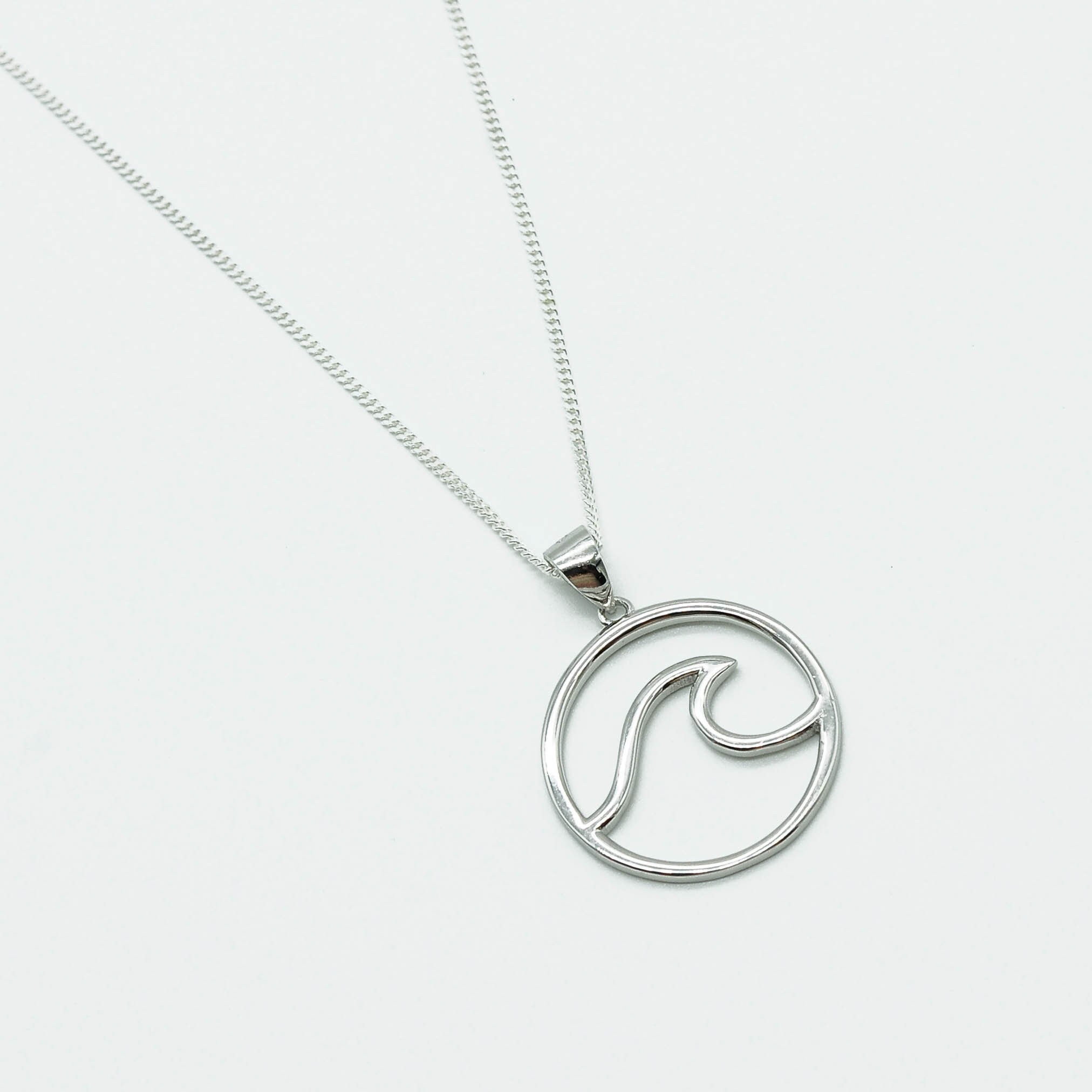 Sterling Silver Wave Necklace Sterling Silver Wave Pendant Etsy