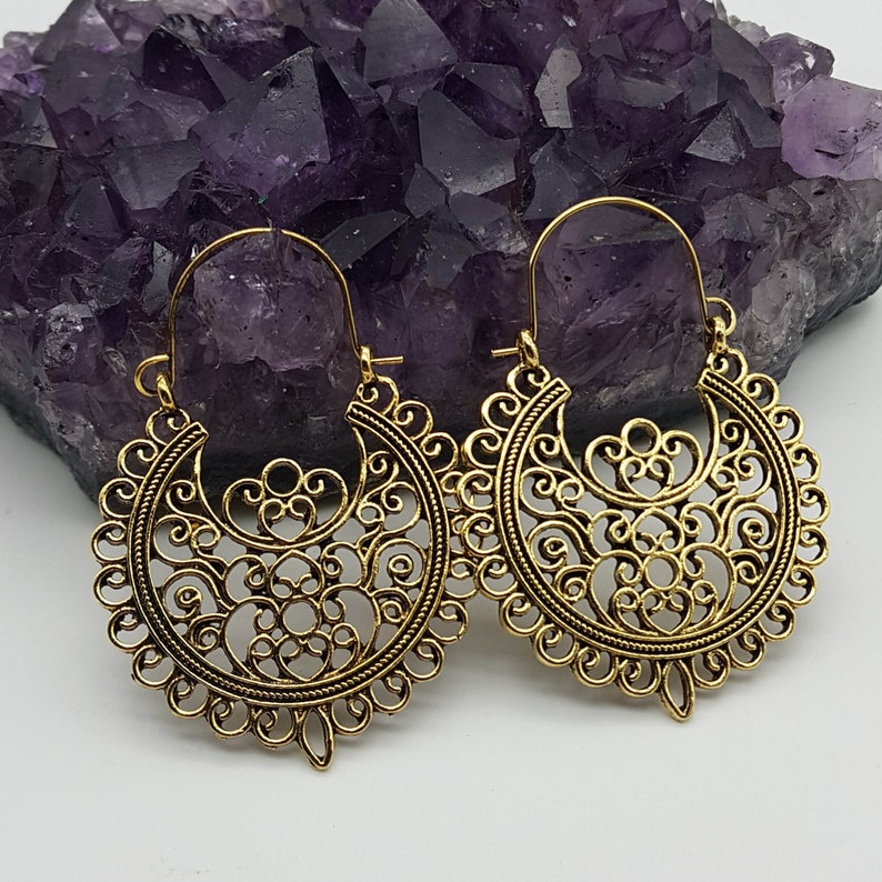 Gold Ethnic earrings Brass Gypsy Earrings Boho Earrings Silver Ethnic Earrings Tribal Earrings Bohemian Earrings