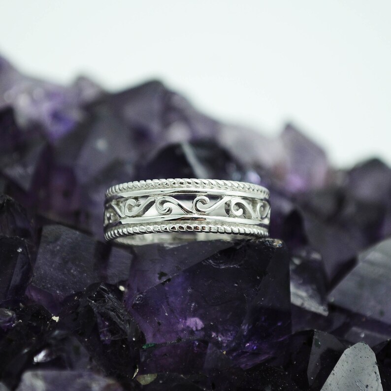 925 Sterling Silver unique Band Ring Silver Band Swirl Ring Women/'s Silver Ring Boho Ring,