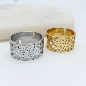 Adjustable Flower of Life Ring  | Sacred Geometry Ring | Gold & Silver Flower of Life Ring