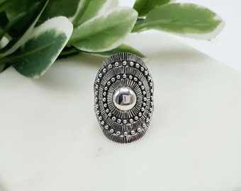 Boho Statement Ring | Sterling Silver Ring for Women | Western Bohemian Jewellery |  Large Full Finger Ring