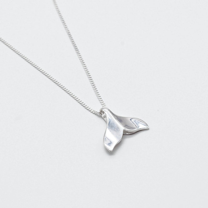 Sterling Silver Dolphin Tail Necklace Wave Pendant Surfer Gift idea Ocean Surf Jewellery Sterling Silver Whale Flukes Pendant