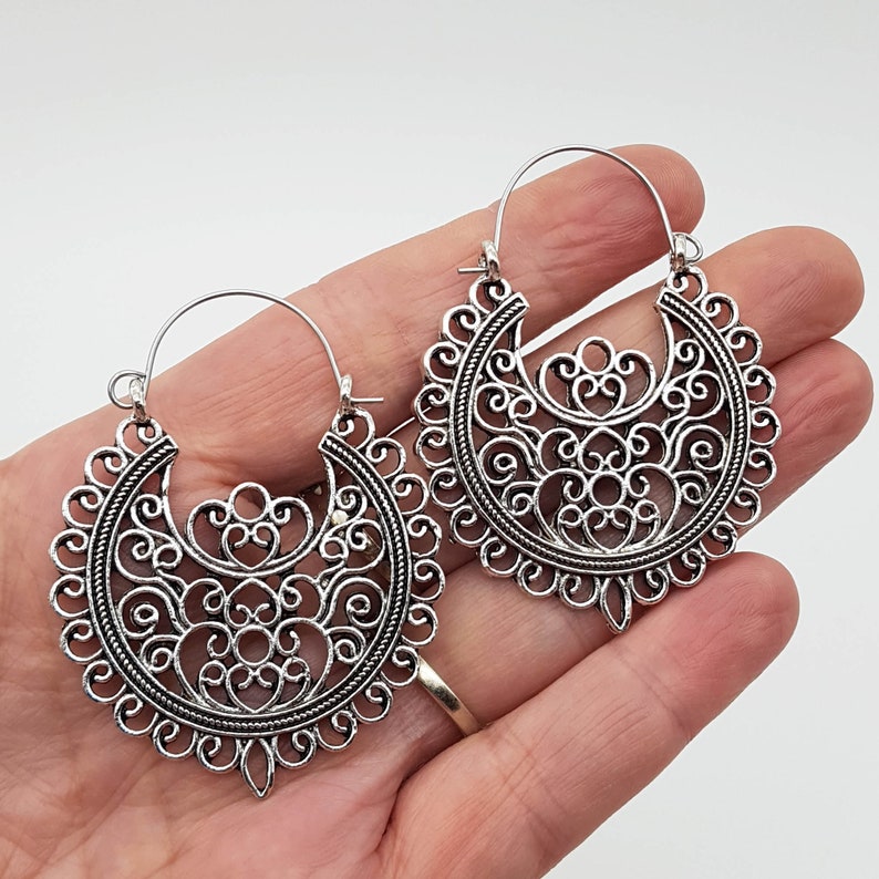 Gold Ethnic earrings Brass Gypsy Earrings Boho Earrings Silver Ethnic Earrings Tribal Earrings Bohemian Earrings