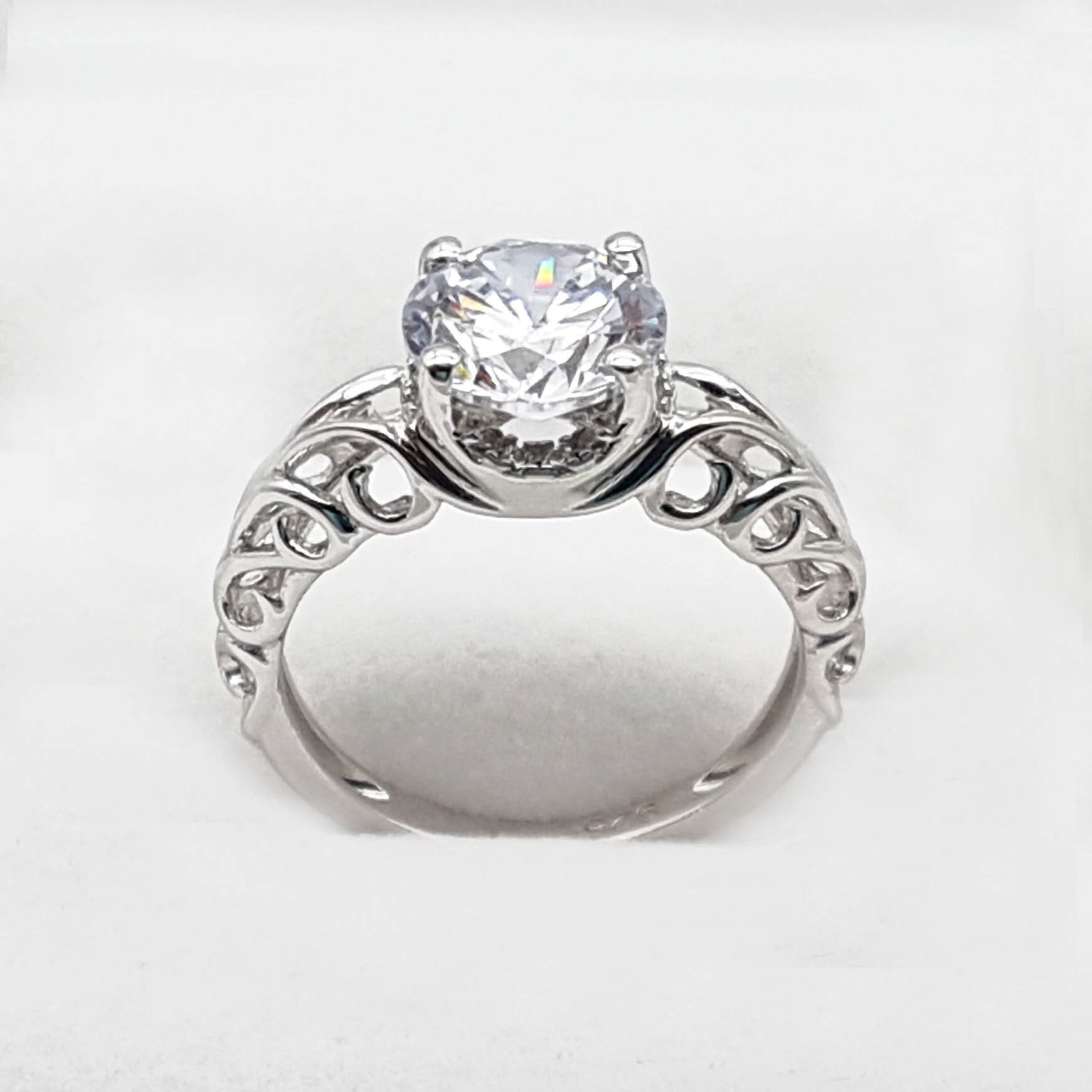 Womens Engagement Ring Sterling Silver Cubic Zirconia Ring | Etsy