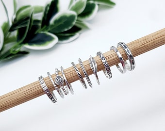 Sterling Silver Stacking Rings |  Womens Silver Ring Set |