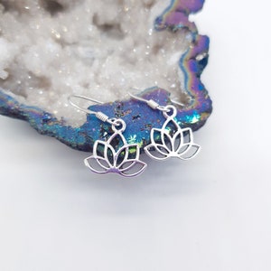 Sterling Silver Lotus Earrings |  Minimalist Lotus Flower Earrings |