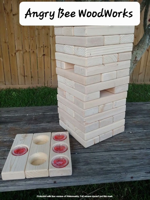 Large Wood Jello Shot Tower Game With 1-2-or 3 Cup Holders With 2
