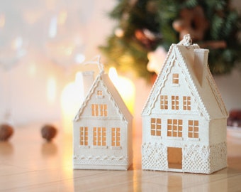 White Fabric House Holiday Centerpiece Boho Christmas | Etsy