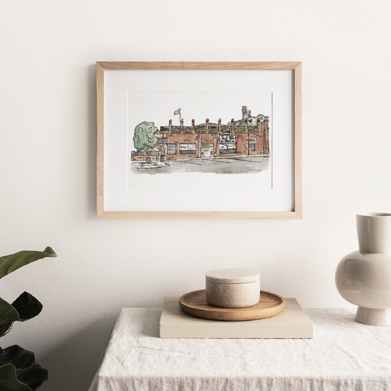 Skybar Cafe Drawing Auburn Illustrated Wall Art Auburn University Print