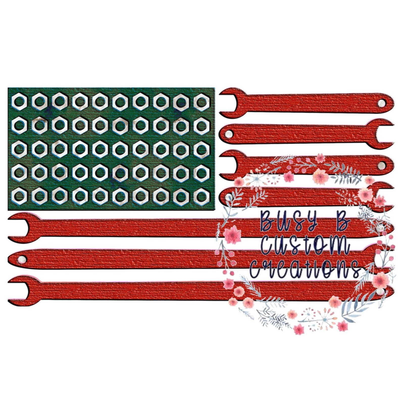 American Flag Wrenches & Nuts laser printed single Etsy