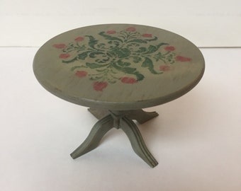 Dollhouse Miniature Stenciled Round Table