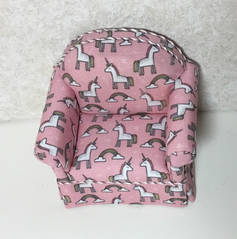 Dollhouse Miniatures Artisan OOAK Unicorn Easy Chair