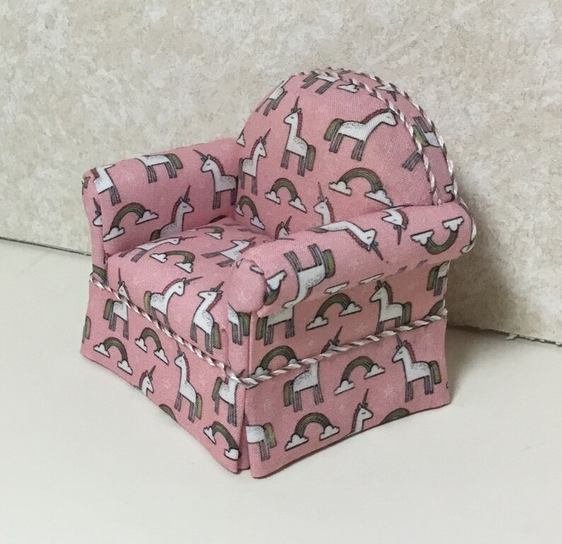 Dollhouse Miniatures Artisan OOAK Unicorn Easy Chair