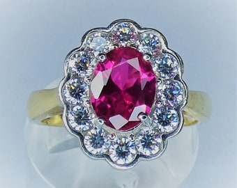 Ruby Ring Silver 18ct Gold Plated Made in England