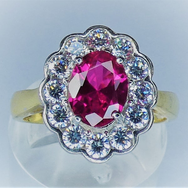 Bague rubis en argent plaqué or 18 carats fabriquée en Angleterre