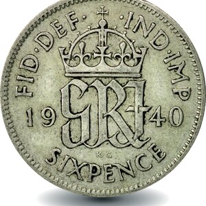 Moneta d&#39;argento da sei penny 1940