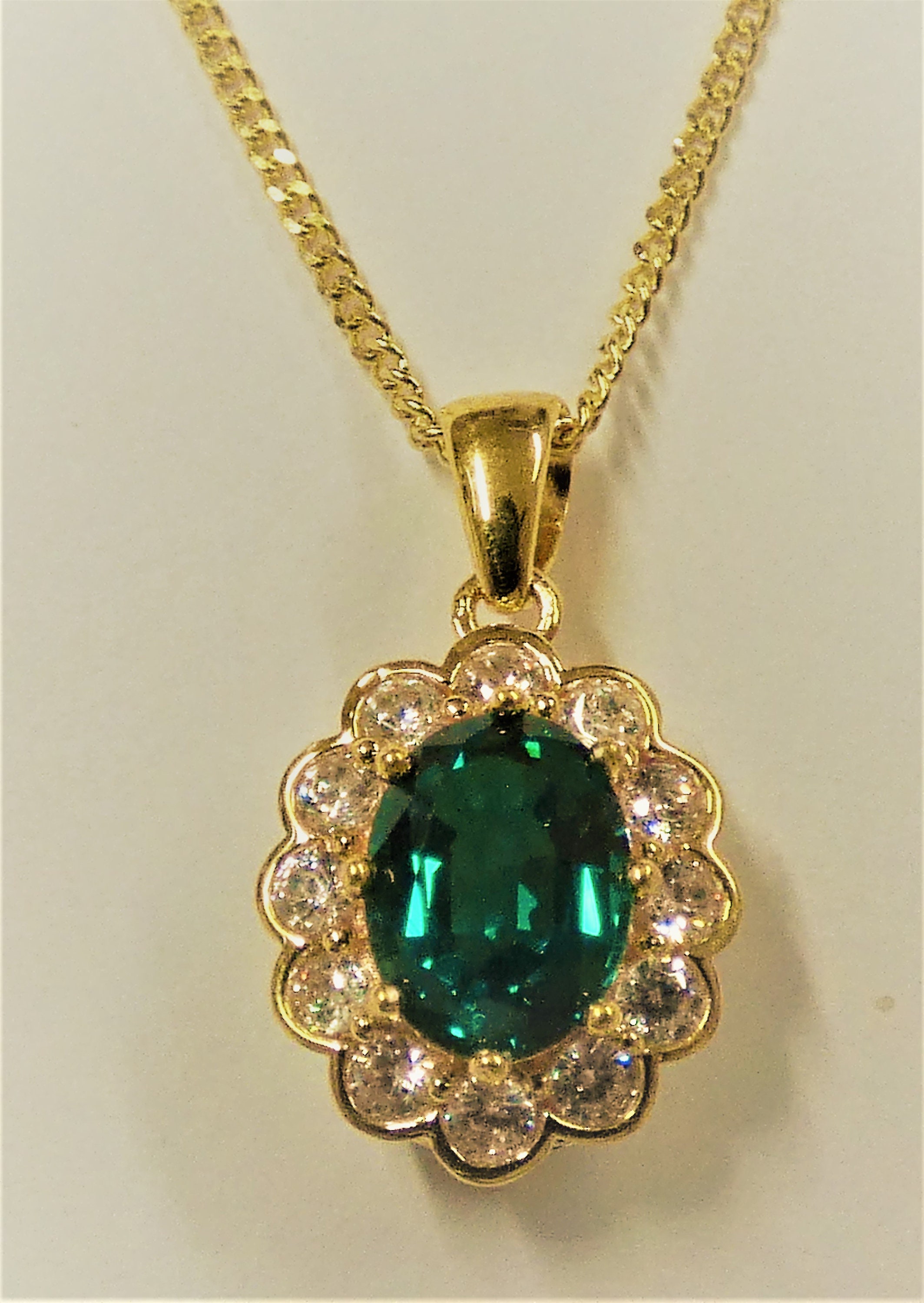 Ladies Emerald Silver Pendant Etsy