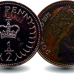 Cadeau du 50e anniversaire d'une pièce d'un demi-pence de 1975