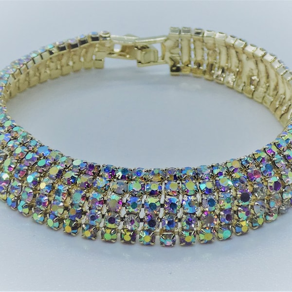 Handmade Bracelet Aurora Borealis Crystals