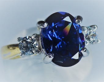 Tanzanite 3 Stone Silver Ring Handmade in England