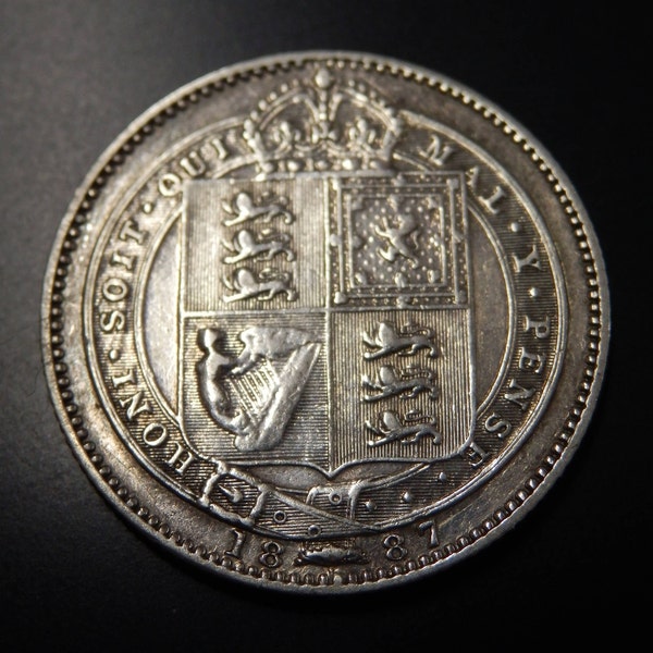 Vintage koningin Victoria 1887 Sixpence munt