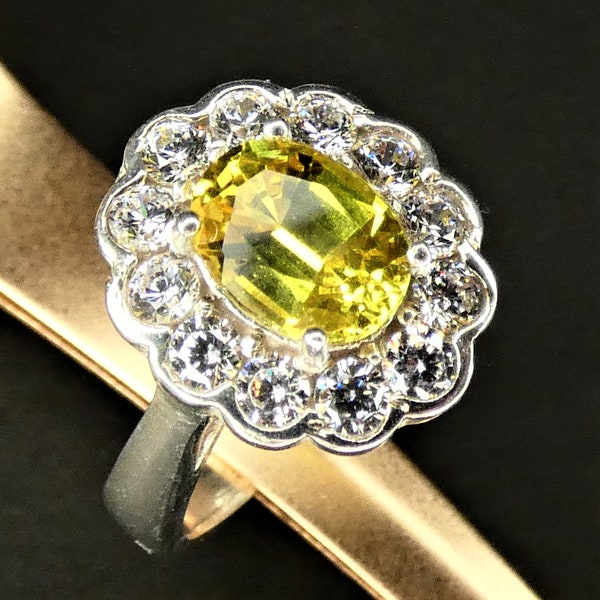 Gelber Saphir Silber Ring Made in England