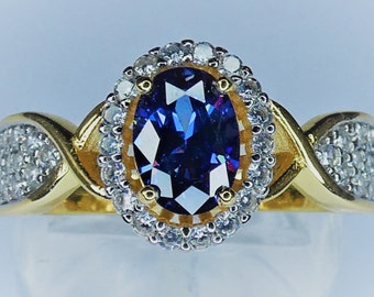 Handmade Tanzanite Silver 18ct Gold plated Ring