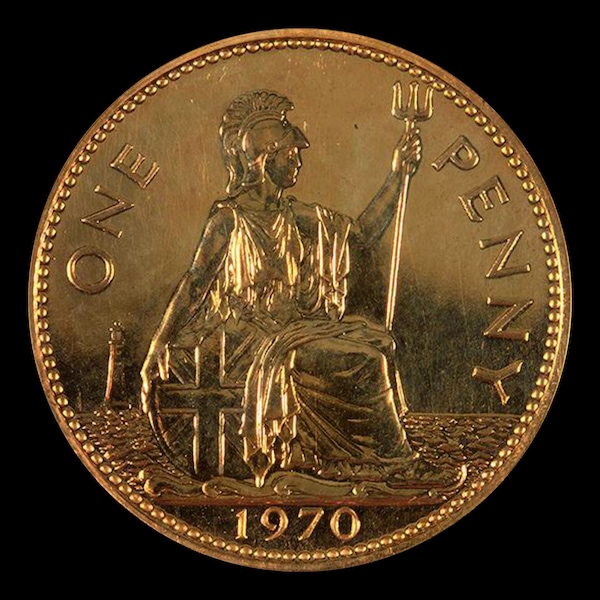 Letzte Großbritannien One Penny Münze 1970 Proof