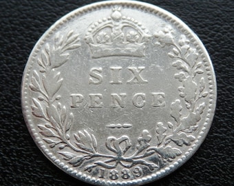 Queen Victoria Silver Sixpence Coin Made in England