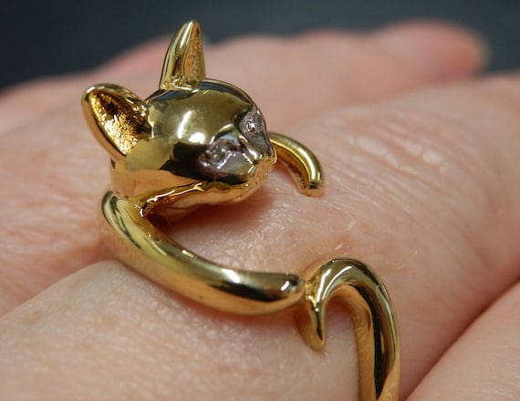 Anello gatto placcato oro 18 ct Etsy Italia