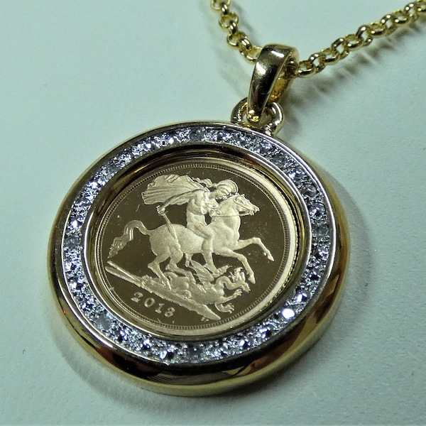 Quarter Sovereign Pendant  MOUNT ONLY With Chain