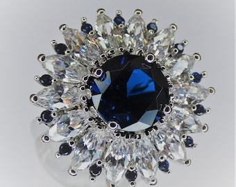 Cubic Zirconia Sapphire Ring Size R