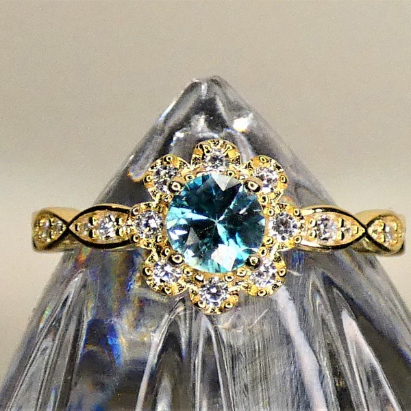 Handmade Blue Zircon Ring Silver