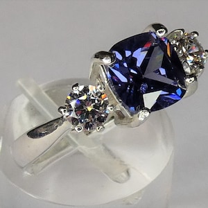 Tanzanite Sterling Silver Ladies Ring Handmade in England