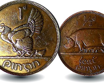 Irish Penny & Half Penny Zwei Münzen